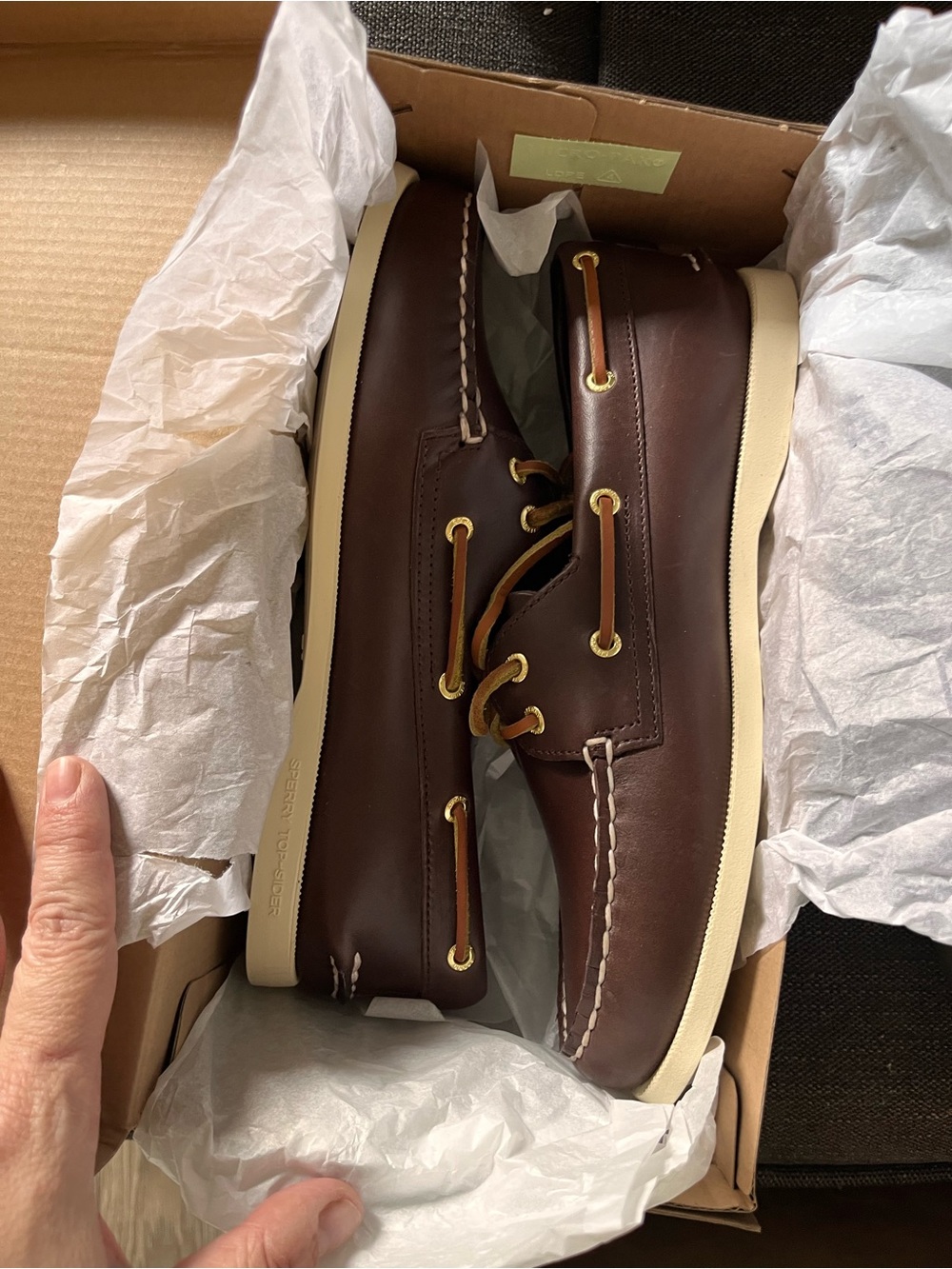 Authentic Original Sperry Brown Leather 2 eye Boat Loafers with non marking Sole